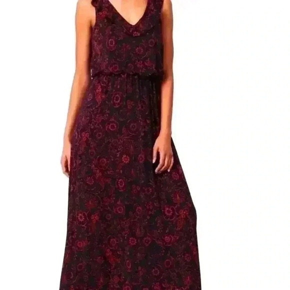 LOFT Red and Black Floral Maxi Dress - size small - Picture 3 of 9